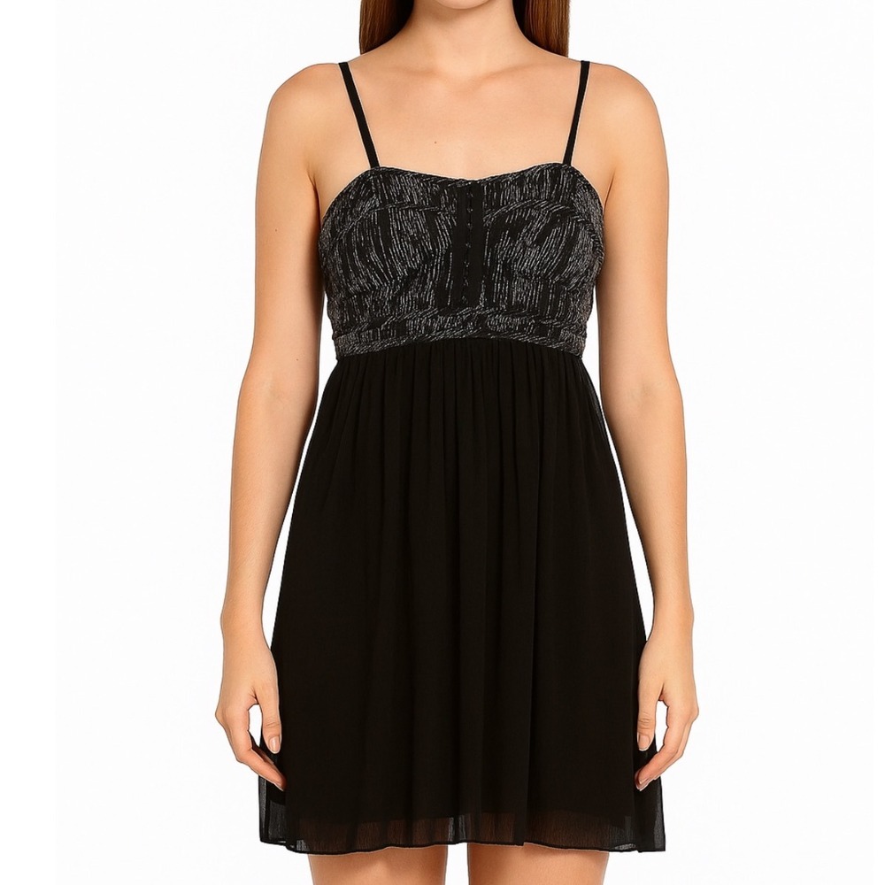 Proenza Schouler Tweed‎ Silk Flounce Skirt Mini Dress Black 4